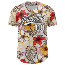 Загрузить изображение в средство просмотра галереи, Custom White Black 3D Tropical Hawaii Jungle Leaves And Flower Authentic Baseball Jersey