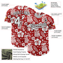 Загрузить изображение в средство просмотра галереи, Custom Red White-Black 3D Tropical Hawaii Jungle Leaves Flower And Tiki Mask Authentic Baseball Jersey