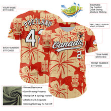 Загрузить изображение в средство просмотра галереи, Custom Red White-Black 3D Tropical Hawaii Flower And Tiki Mask Authentic Baseball Jersey