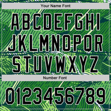 Load image into Gallery viewer, Custom Green Black-White 3D Tropical Hawaii Jungle Leaves Authentic Baseball Jersey