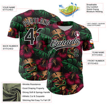 Загрузить изображение в средство просмотра галереи, Custom Black White 3D Tropical Hawaii Jungle Leaves And Flower Authentic Baseball Jersey