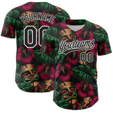 Загрузить изображение в средство просмотра галереи, Custom Black White 3D Tropical Hawaii Jungle Leaves And Flower Authentic Baseball Jersey