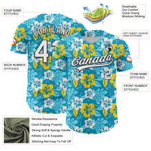 Загрузить изображение в средство просмотра галереи, Custom Lakes Blue White-Black 3D Tropical Hawaii Jungle Leaves And Flower Authentic Baseball Jersey