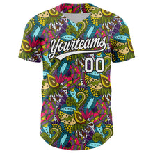 Загрузить изображение в средство просмотра галереи, Custom White Black 3D Tropical Hawaii Jungle Plant Authentic Baseball Jersey