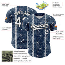 Laden Sie das Bild in den Galerie-Viewer, Custom Navy White-Black 3D Tropical Hawaii Jungle Leaves And Flower Authentic Baseball Jersey