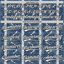 Laden Sie das Bild in den Galerie-Viewer, Custom Navy White-Black 3D Tropical Hawaii Jungle Leaves And Flower Authentic Baseball Jersey