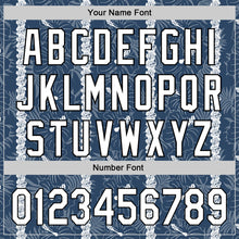 Laden Sie das Bild in den Galerie-Viewer, Custom Navy White-Black 3D Tropical Hawaii Jungle Leaves And Flower Authentic Baseball Jersey