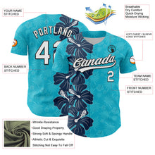 Laden Sie das Bild in den Galerie-Viewer, Custom Lakes Blue White-Black 3D Tropical Hawaii Jungle Leaves And Flower Authentic Baseball Jersey