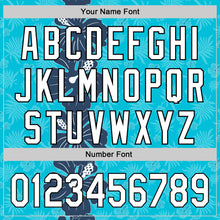 Laden Sie das Bild in den Galerie-Viewer, Custom Lakes Blue White-Black 3D Tropical Hawaii Jungle Leaves And Flower Authentic Baseball Jersey