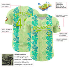 Load image into Gallery viewer, Custom Pea Green Neon Green-White 3D Tropical Hawaii Jungle Leaves Authentic Baseball Jersey