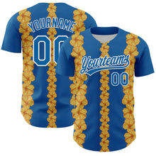 Laden Sie das Bild in den Galerie-Viewer, Custom Blue White 3D Tropical Hawaii Flower Authentic Baseball Jersey