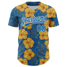 Charger l'image dans la galerie, Custom Blue White 3D Tropical Hawaii Flower Authentic Baseball Jersey