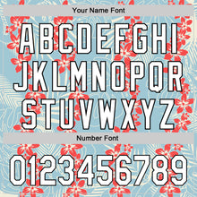 Laden Sie das Bild in den Galerie-Viewer, Custom Shadow Blue White-Black 3D Tropical Hawaii Leaves And Flower Authentic Baseball Jersey