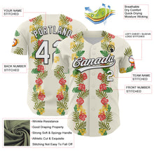 Laden Sie das Bild in den Galerie-Viewer, Custom White Black 3D Tropical Hawaii Leaves And Flower Authentic Baseball Jersey