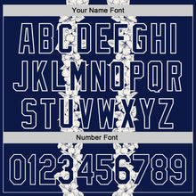 Загрузить изображение в средство просмотра галереи, Custom Navy White 3D Tropical Hawaii Leaves And Flower Authentic Baseball Jersey