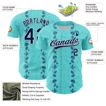 Laden Sie das Bild in den Galerie-Viewer, Custom Ice Blue Navy-White 3D Tropical Hawaii Style Authentic Baseball Jersey