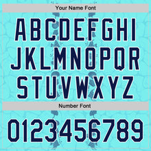 Laden Sie das Bild in den Galerie-Viewer, Custom Ice Blue Navy-White 3D Tropical Hawaii Style Authentic Baseball Jersey