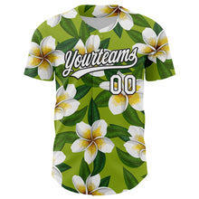 Загрузить изображение в средство просмотра галереи, Custom Green White-Black 3D Tropical Hawaii Jungle Leaves And Flower Authentic Baseball Jersey