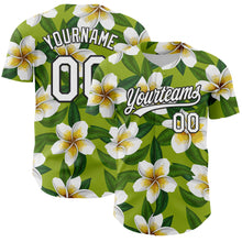 Загрузить изображение в средство просмотра галереи, Custom Green White-Black 3D Tropical Hawaii Jungle Leaves And Flower Authentic Baseball Jersey