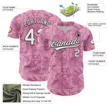 Laden Sie das Bild in den Galerie-Viewer, Custom Light Pink White-Black 3D Tropical Hawaii Jungle Leaves And Flower Authentic Baseball Jersey