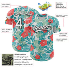 Laden Sie das Bild in den Galerie-Viewer, Custom White Black 3D Tropical Hawaii Jungle Leaves And Flower Authentic Baseball Jersey