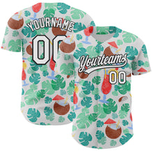 Laden Sie das Bild in den Galerie-Viewer, Custom White Black 3D Tropical Hawaii Jungle Leaves And Flower Authentic Baseball Jersey