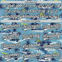 Загрузить изображение в средство просмотра галереи, Custom Shadow Blue White-Black 3D Tropical Beach Island Hawaii Palm Tree Authentic Baseball Jersey