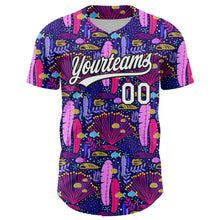 Laden Sie das Bild in den Galerie-Viewer, Custom Purple White-Black 3D Tropical Hawaii Plant Authentic Baseball Jersey