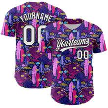Laden Sie das Bild in den Galerie-Viewer, Custom Purple White-Black 3D Tropical Hawaii Plant Authentic Baseball Jersey