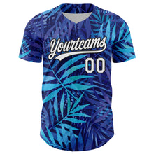 Laden Sie das Bild in den Galerie-Viewer, Custom Purple White-Black 3D Tropical Hawaii Leaves Authentic Baseball Jersey