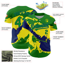 Laden Sie das Bild in den Galerie-Viewer, Custom Grass Green US Navy Blue-Light Yellow 3D Brazil Brazilian Flag Authentic Baseball Jersey