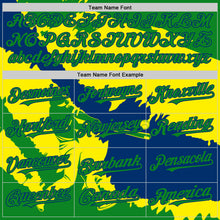 Laden Sie das Bild in den Galerie-Viewer, Custom Grass Green US Navy Blue-Light Yellow 3D Brazil Brazilian Flag Authentic Baseball Jersey