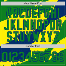 Laden Sie das Bild in den Galerie-Viewer, Custom Grass Green US Navy Blue-Light Yellow 3D Brazil Brazilian Flag Authentic Baseball Jersey