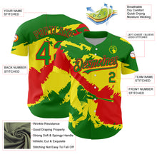 Laden Sie das Bild in den Galerie-Viewer, Custom Grass Green Fire Red-Light Yellow 3D Bolivia Bolivian Flag Authentic Baseball Jersey