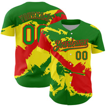 Laden Sie das Bild in den Galerie-Viewer, Custom Grass Green Fire Red-Light Yellow 3D Bolivia Bolivian Flag Authentic Baseball Jersey