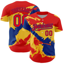 Загрузить изображение в средство просмотра галереи, Custom Fire Red Royal-Yellow 3D Colombia Colombian Flag Authentic Baseball Jersey