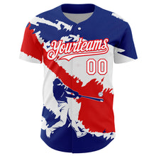 Laden Sie das Bild in den Galerie-Viewer, Custom Royal White-Fire Red 3D Costa Rica Costa Rican Flag Authentic Baseball Jersey