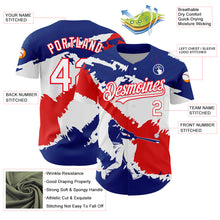 Laden Sie das Bild in den Galerie-Viewer, Custom Royal White-Fire Red 3D Costa Rica Costa Rican Flag Authentic Baseball Jersey