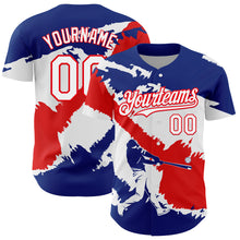 Laden Sie das Bild in den Galerie-Viewer, Custom Royal White-Fire Red 3D Costa Rica Costa Rican Flag Authentic Baseball Jersey