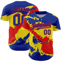 Загрузить изображение в средство просмотра галереи, Custom Royal Fire Red-Light Yellow 3D Ecuador Ecuadorian Flag Authentic Baseball Jersey