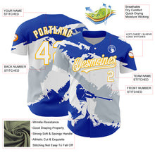 Laden Sie das Bild in den Galerie-Viewer, Custom Thunder Blue Gold-Silver 3D El Salvador El Salvadoran Flag Authentic Baseball Jersey