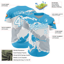 Laden Sie das Bild in den Galerie-Viewer, Custom Sky Blue White-Silver 3D Guatemala Guatemalan Flag Authentic Baseball Jersey