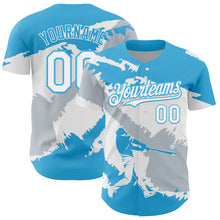 Laden Sie das Bild in den Galerie-Viewer, Custom Sky Blue White-Silver 3D Guatemala Guatemalan Flag Authentic Baseball Jersey