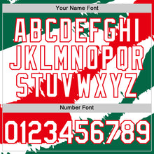 Laden Sie das Bild in den Galerie-Viewer, Custom Kelly Green White-Fire Red 3D Mexico Mexican Flag Authentic Baseball Jersey