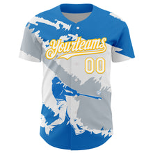 Загрузить изображение в средство просмотра галереи, Custom Electric Blue Gold-Silver 3D Nicaragua Nicaraguan Flag Authentic Baseball Jersey