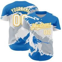 Загрузить изображение в средство просмотра галереи, Custom Electric Blue Gold-Silver 3D Nicaragua Nicaraguan Flag Authentic Baseball Jersey