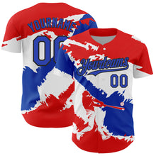 Laden Sie das Bild in den Galerie-Viewer, Custom Fire Red Thunder Blue-Black 3D Paraguay Paraguayan Flag Authentic Baseball Jersey