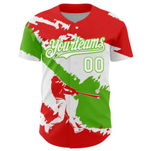 Laden Sie das Bild in den Galerie-Viewer, Custom Fire Red White-Aurora Green 3D Peru Peruvian Flag Authentic Baseball Jersey
