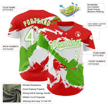 Laden Sie das Bild in den Galerie-Viewer, Custom Fire Red White-Aurora Green 3D Peru Peruvian Flag Authentic Baseball Jersey