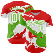 Laden Sie das Bild in den Galerie-Viewer, Custom Fire Red White-Aurora Green 3D Peru Peruvian Flag Authentic Baseball Jersey